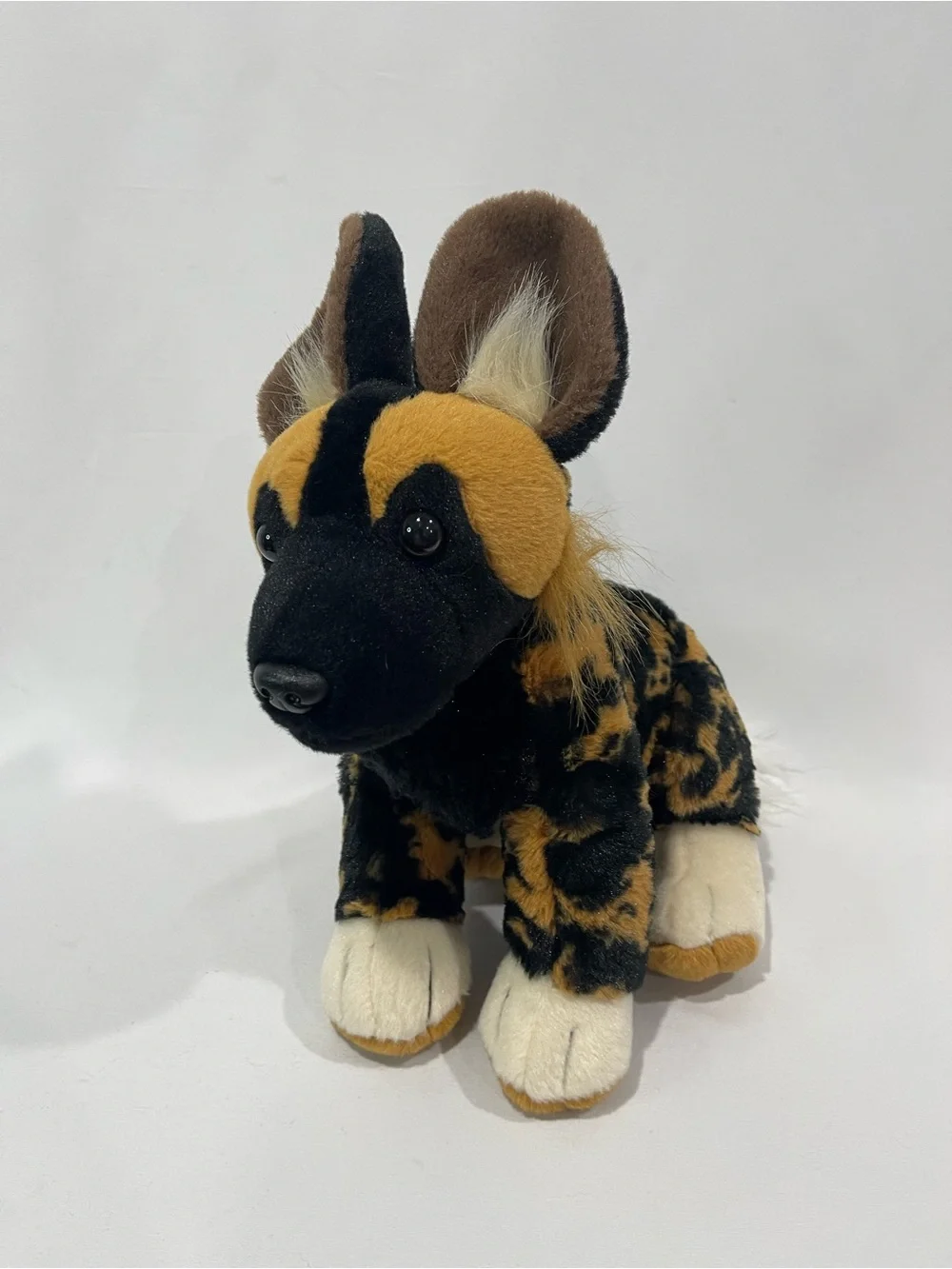 Plush African Wild Dog Toy - Black & Tan Cuddly Stuffed Animal